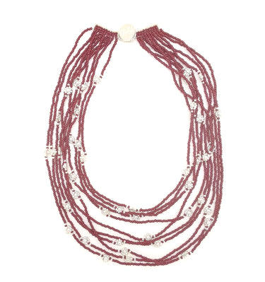 Collar cosecha 10 hilos plateadas